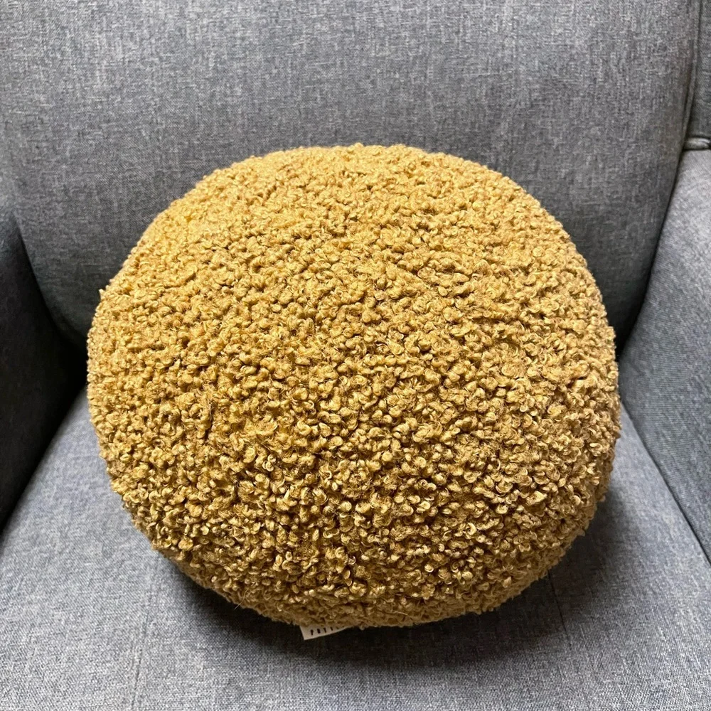 Pottery Barn Cozy Teddy Ball Pillow- Tobacco
